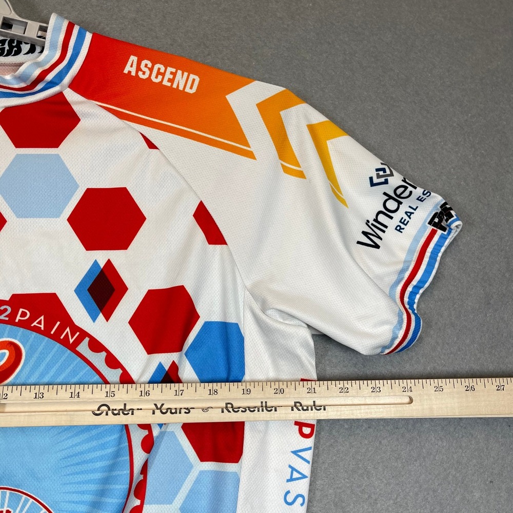 Primal Cycling Jersey Men XL White Red P2P Vashon Island 2019 Bike Race Full Zip - Picture 11 of 12